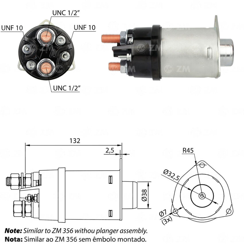 SOLENOIDE ZM 456 - SCANIA 42MT 12V DELCO REMY