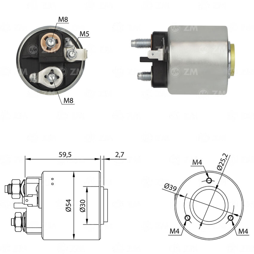 SOLENOIDE ZM 492 - PEUGEOT 405 VALEO 12V