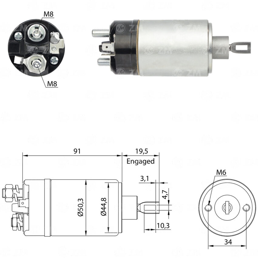 SOLENOIDE ZM 521 - VW-AUDI-PORSCHE 12V