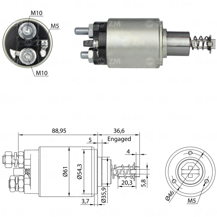 SOLENOIDE ZM 531 - BOSCH 12V - MERCEDES BENZ BRASIL 3AGUJEROS