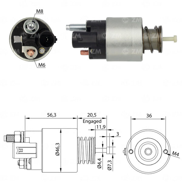 SOLENOIDE ZM 261 - CHEVROLET AGILE,MONTANA,ONIX, PRISMA, SPIN 12V
