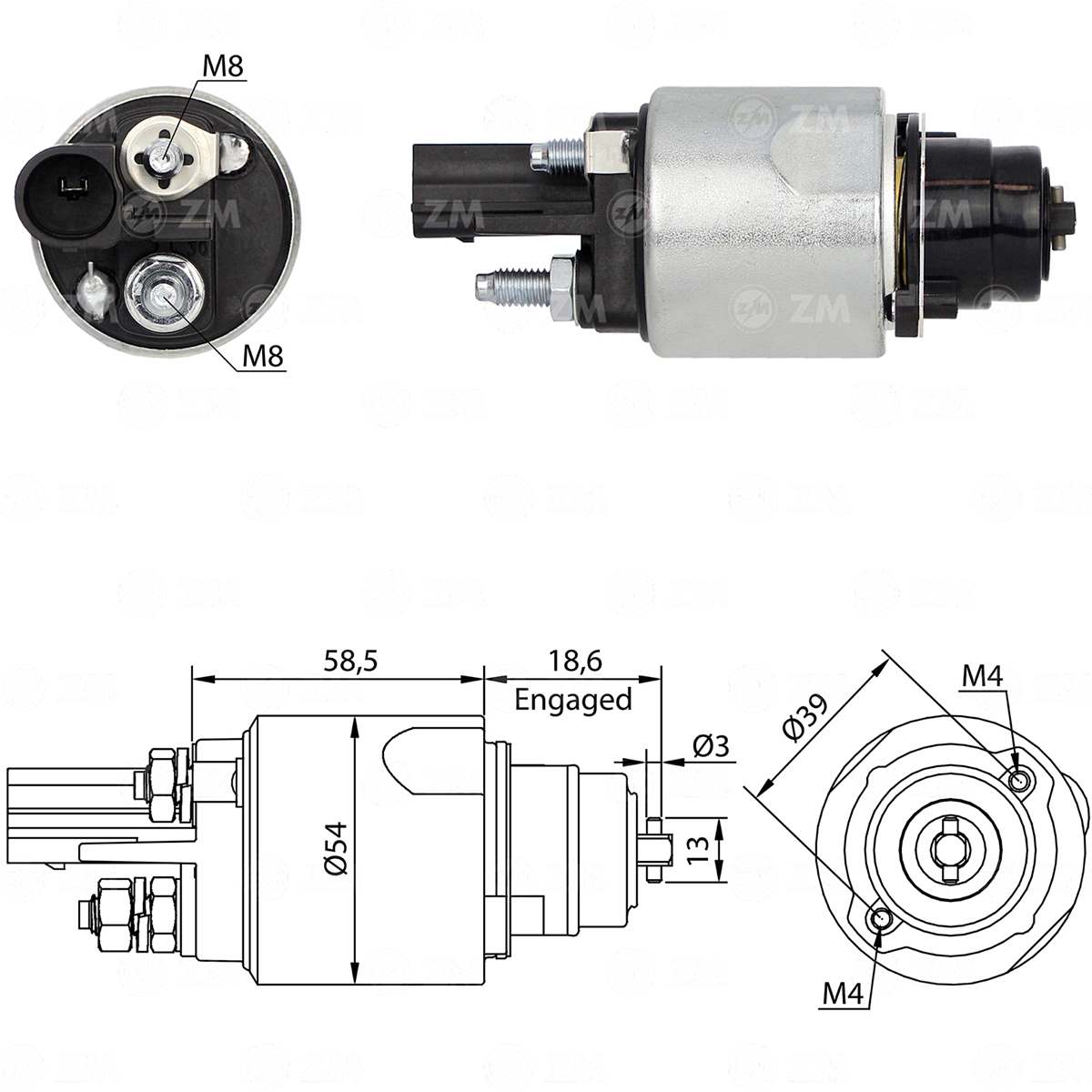 SOLENOIDE ZM 3498 - VOLKSWAGEN AMAROK 2.0 TDI 12V