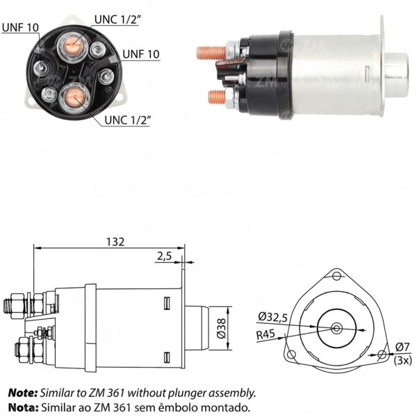 SOLENOIDE ZM 461 - CATERPILLER CASSE 24V DELCO REMY