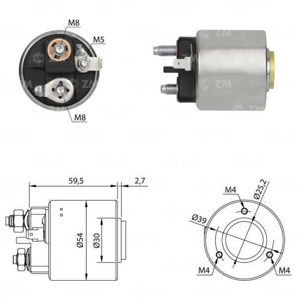 SOLENOIDE ZM 492 - PEUGEOT 405 VALEO 12V