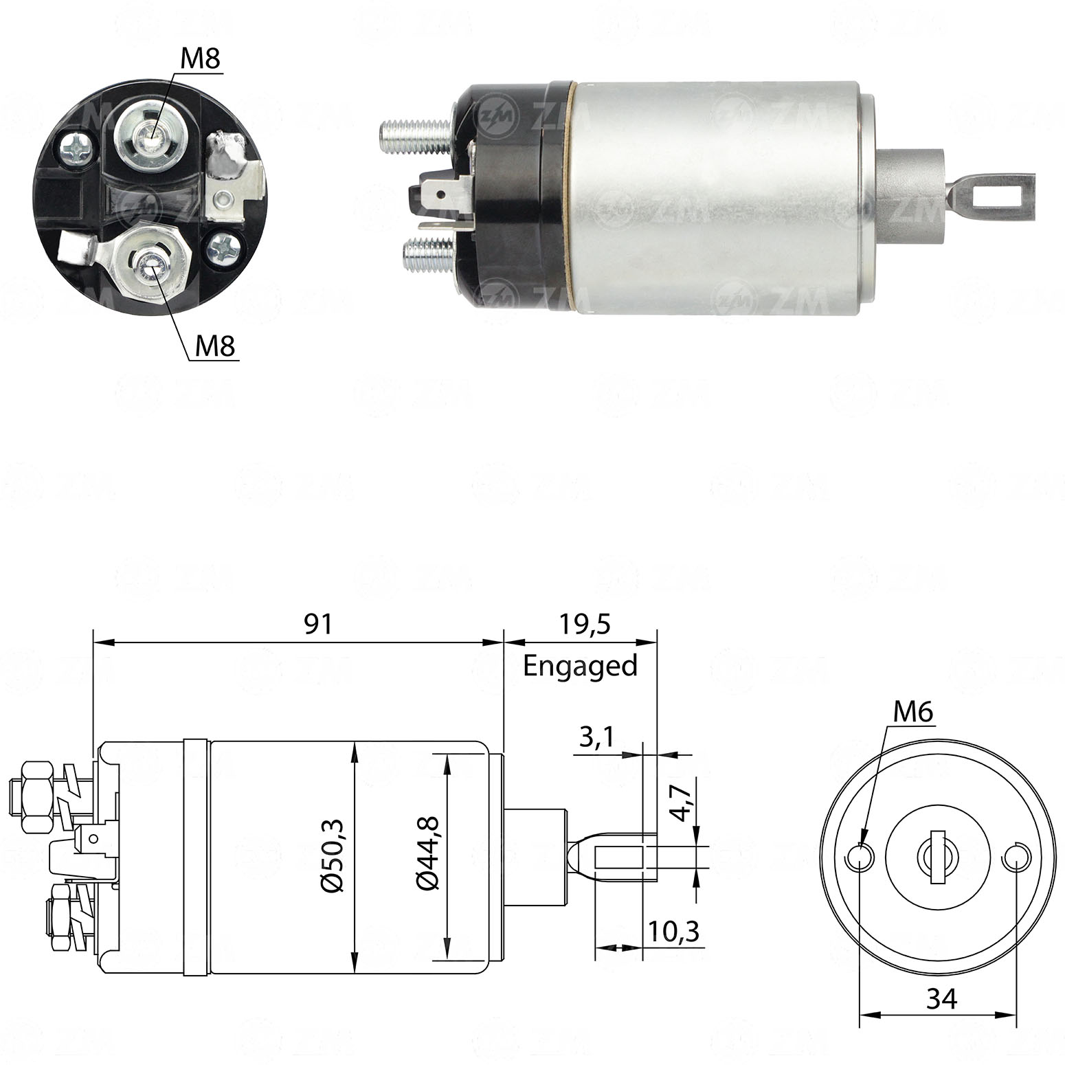 SOLENOIDE ZM 521 - VW-AUDI-PORSCHE 12V