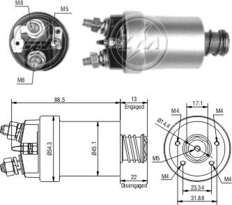 SOLENOIDE ZM 561 - RENAULT 4,6,12-FIAT 128