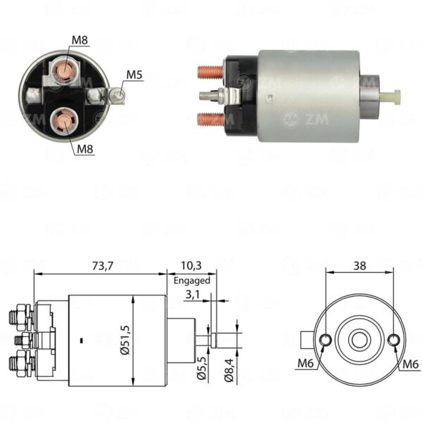 SOLENOIDE ZM 695 - FORD RANGER DIESEL