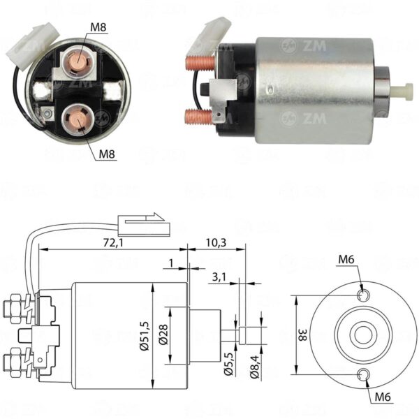 SOLENOIDE ZM 696 - MITSUBISHI-MAZDA-HYUNDAI