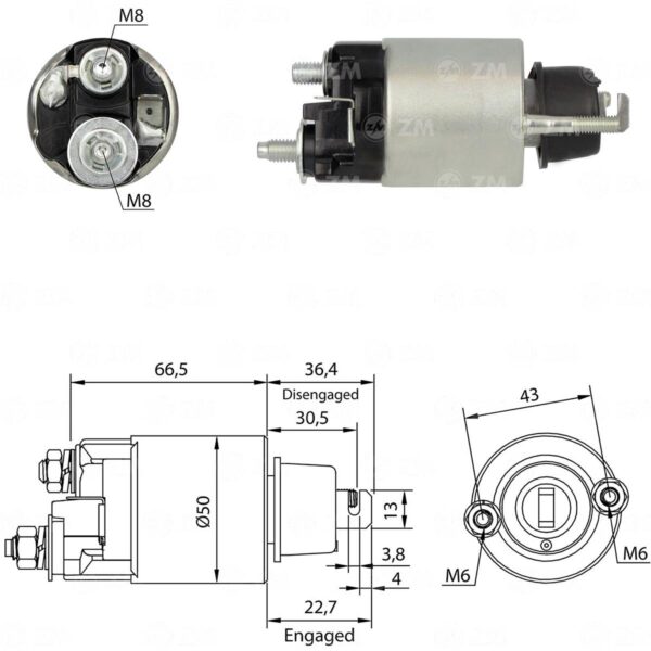SOLENOIDE ZM 703 - TOYOTA-SUBARU-ISUZU ARRANQUE NIPPONDENSO