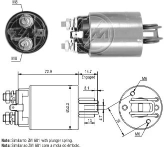 SOLENOIDE ZM 582 - NISSAN RENAULT - DIESEL 12V - HITACHI