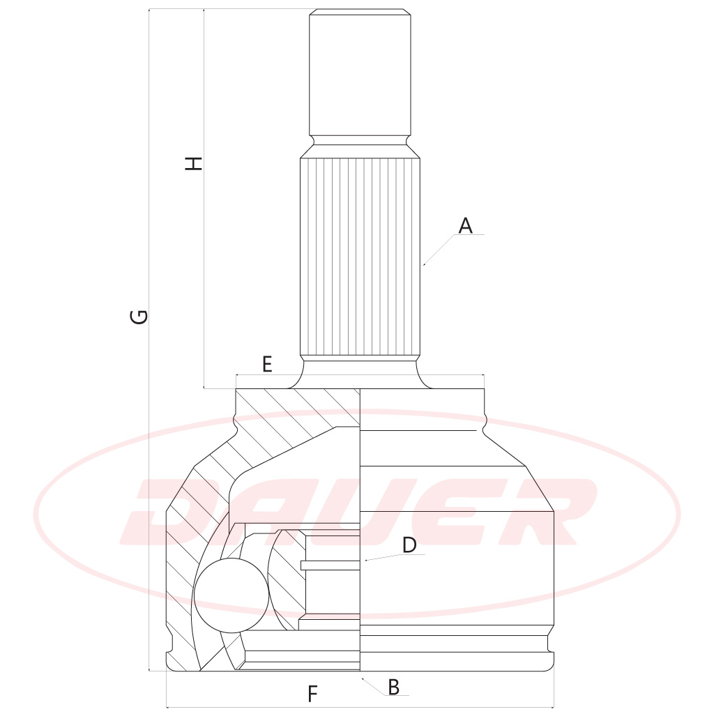 JUNTA HOMOCINETICA (LADO RUEDA) DAUER JHR-0186 - VOLKSWAGEN GOL TREND 2014-23 - Imagen 4